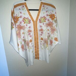 Rose + Olive Blouse M Popover Dolman Sleeve Peasant Floral Top Boho Kimono